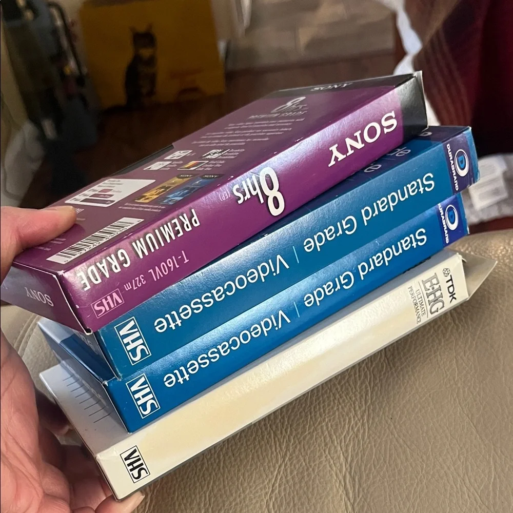 Sony VHS Video Cassette Collection - Purple, Blue, White